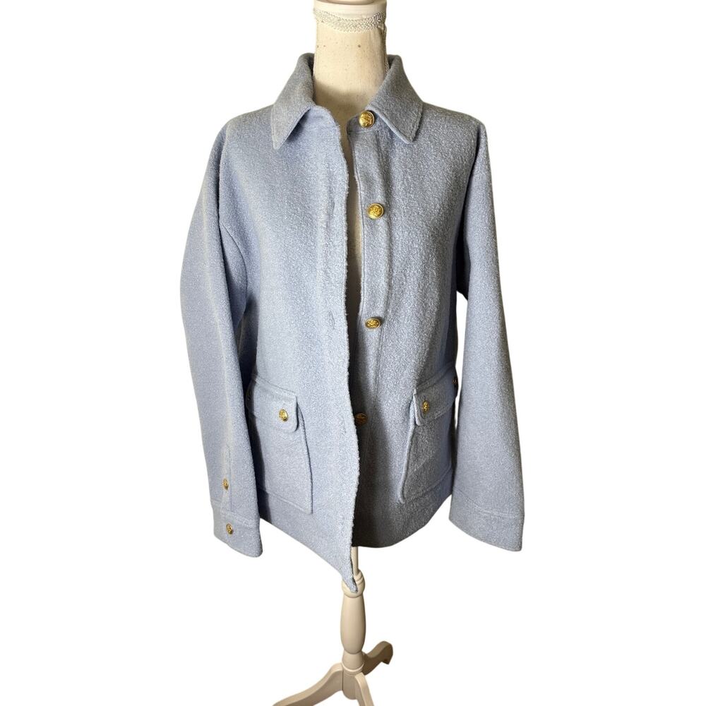 NWT J. Crew Sky Blue Boule Coat Sz L